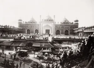 Commonly Prints: Jama Masjid of Delhi, muslim group at prayer