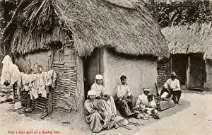 Villagers Prints: Jamaica - Villagers resting outside house after days work