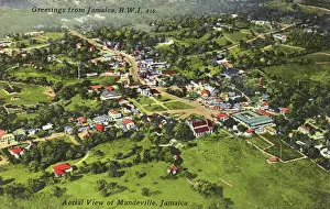 Caribbean Prints: Jamaica, West Indies - The Town of Mandeville - Aerial View