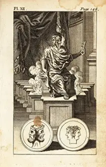 Roman Myth Prints: Janus, the two-faced Roman god of beginnings, gates, time