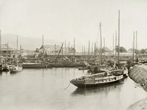 Japan c. 1880s - boats in kobe Harbour