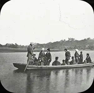 Japan - Crossing a River by pole ferry boat