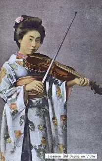 Stunning Prints: Japan - Geisha Girl playing the Violin