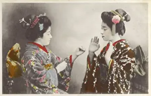 Japan - Geisha girls mock fighting