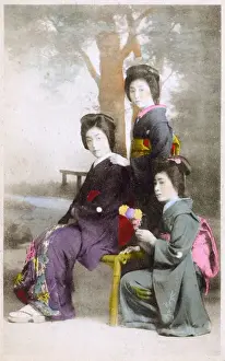 Japan - Three Geisha Girls - studio pose