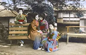 Japan - A group of friendly Geisha Girls