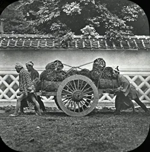 Japan - A Handcart and coolies