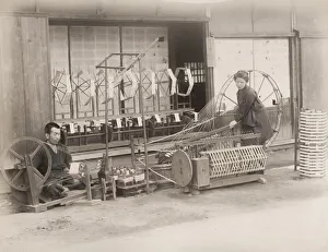 Thread Prints: Japan - machinery, for spinning thread, yarn