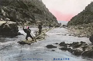 Japan - Poling rafts along the Hozu River