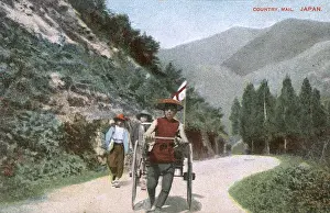 Delivering Prints: Japan - Rural Postman delivering the mail by rickshaw
