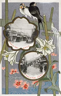 Supports Prints: Japan - A street in Tokyo and a street in Osaka - decorative