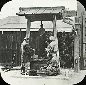 Well Prints: Japan - A Well and Washing boys