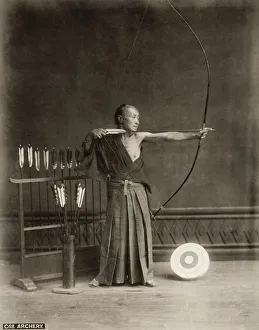 Ethnicity Prints: Japanese archer with bow and arrow, Japan, c. 1880 s