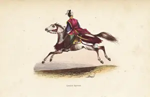 19thcentury Prints: Japanese cavalryman with tunic over pantaloons