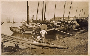 Ablutions Gallery: Japanese dockside scene - with young bathers