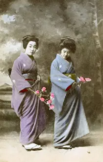 Japanese - Two Geisha Girls - Studio Photograph