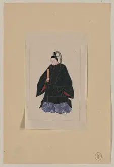 Japanese man, full-length, standing, facing left, wearing mi
