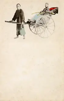 Rickshaws Prints: Japanese Rickshaw with Driver and Passenger