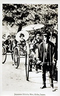 Rickshaw Collection: Japanese Rickshaw Drivers, Kobe, Japan. Date: 1928