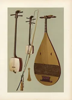 Shamisen Prints: Japanese stringed instruments: Siamisen, kokiu and biwa