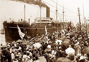 Japanese troops leaving Yokohama for Manchuria in China