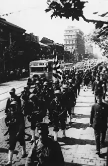 Osaka Prints: Japanese troops in Osaka