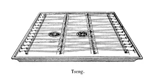 Dulcimer Prints: A Japanese tseng or dulcimer