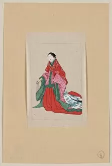Noble Woman Gallery: Japanese woman, full-length, standing, facing left, wearing