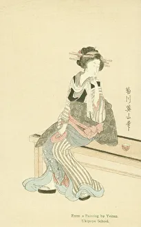 Japanese woman by Kikukawa Eizan - Woodblock