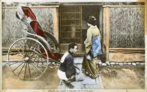 Koto Prints: Japanese woman O-koto-san takes a Rickshaw and heads out