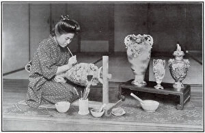 Porcelain Collection: Japanese Woman Painting Vases 1908