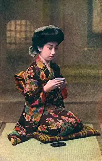 Performs Prints: Japanese woman performing the tea ceremony - Japan