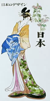 Japanese Prints Collection: Japanese woman in traditional dress