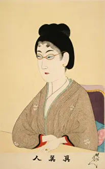 Eye Sight Prints: Japanese woman wearing wire spectacles