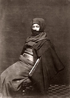 Meiji Gallery: Japanese woman in winter clothing, Japan, c.1870 s