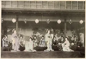 Japanese women performing the Koyo dance Date: circa 1890s