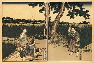 Alcove Prints: Japanese women picnicing in a field, Tokyo, 18th century