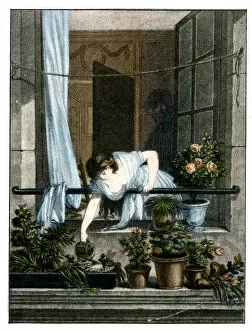 The Jardiniere, Garden Maid, by Augustin de Saint-Aubin