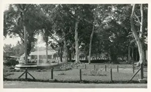 Javanese Prints: Java, Indonesia - public park with fountain