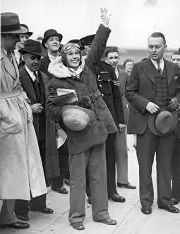 Jean Batten on her arrival at Croydon