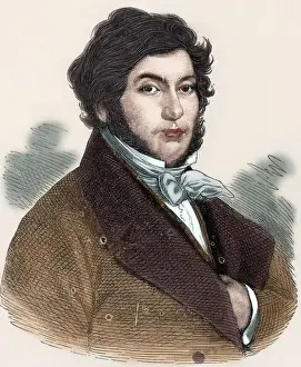 Orientalist Prints: Jean-Fran?߯is Champollion (1790-1832). Portrait. Colored e