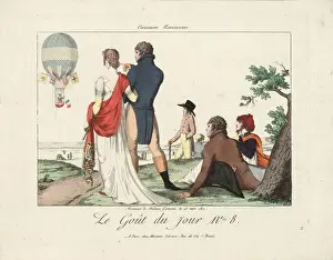 Garnerin Prints: Jeanne-Genevieve Garnerin flying in a balloon
