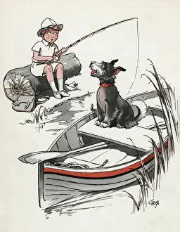 Unwelcome Prints: Jeek the puppy goes fishing with Jacky