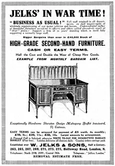 Sideboard Prints: Jelks in wartime, second hand furniture merchant, WW1