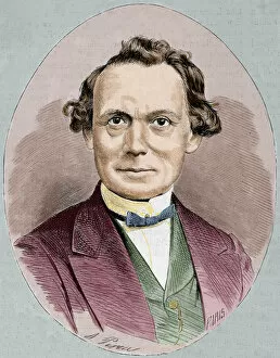 Jens Jacob Asmussen Worsaae (1821-1885). Colored engraving