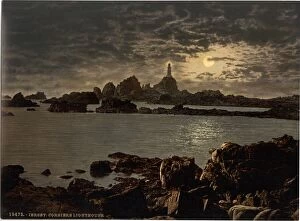 Images Dated 3rd May 2012: Jersey, Corbiere Lighthouse by moonlight, Channel Islands, E