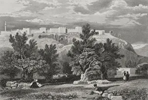 Aubert Prints: Jerusalem. Garden of Olives. Engraving by Aubert