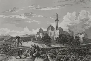 Aubert Prints: Jerusalem. Mount Zion. Mosque of David. Engraving by Aubert