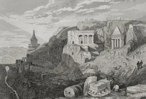 Aubert Prints: Jerusalem. Valley of Josaphat. Engraving by Aubert