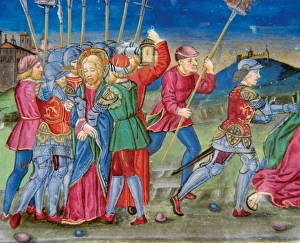Jesus is abandoned by his disciples, who fled, except a youn Jesus is abandoned by his disciples, who fled, except a youn